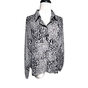 Marled Reunited Clothing Long Sleeve Animal Print Tunic Blouse Size Medium